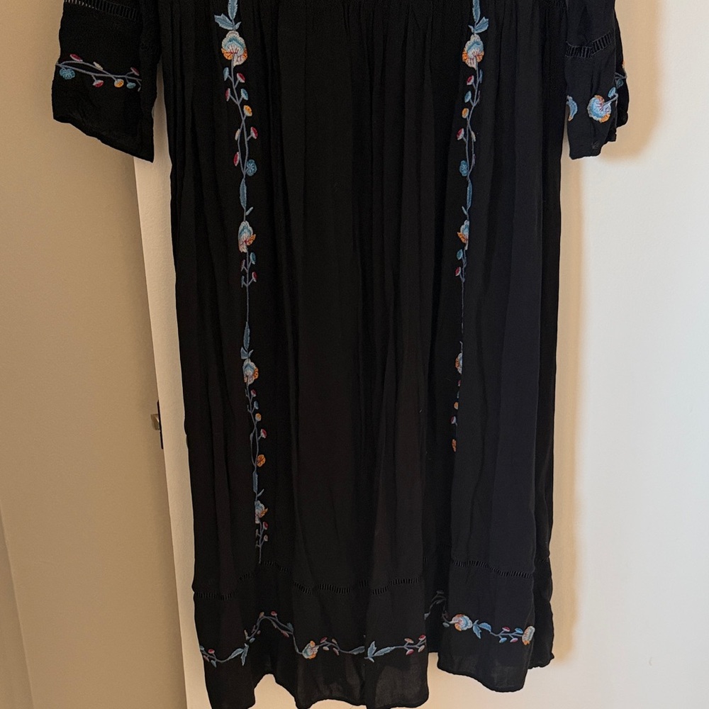 Sundance Black Dress with Blue Embroidery - Picture 3 of 3